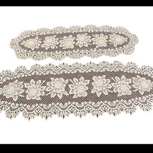Heritage lace gorgeous set of 2 table runners/dresser scarves scalloped rose